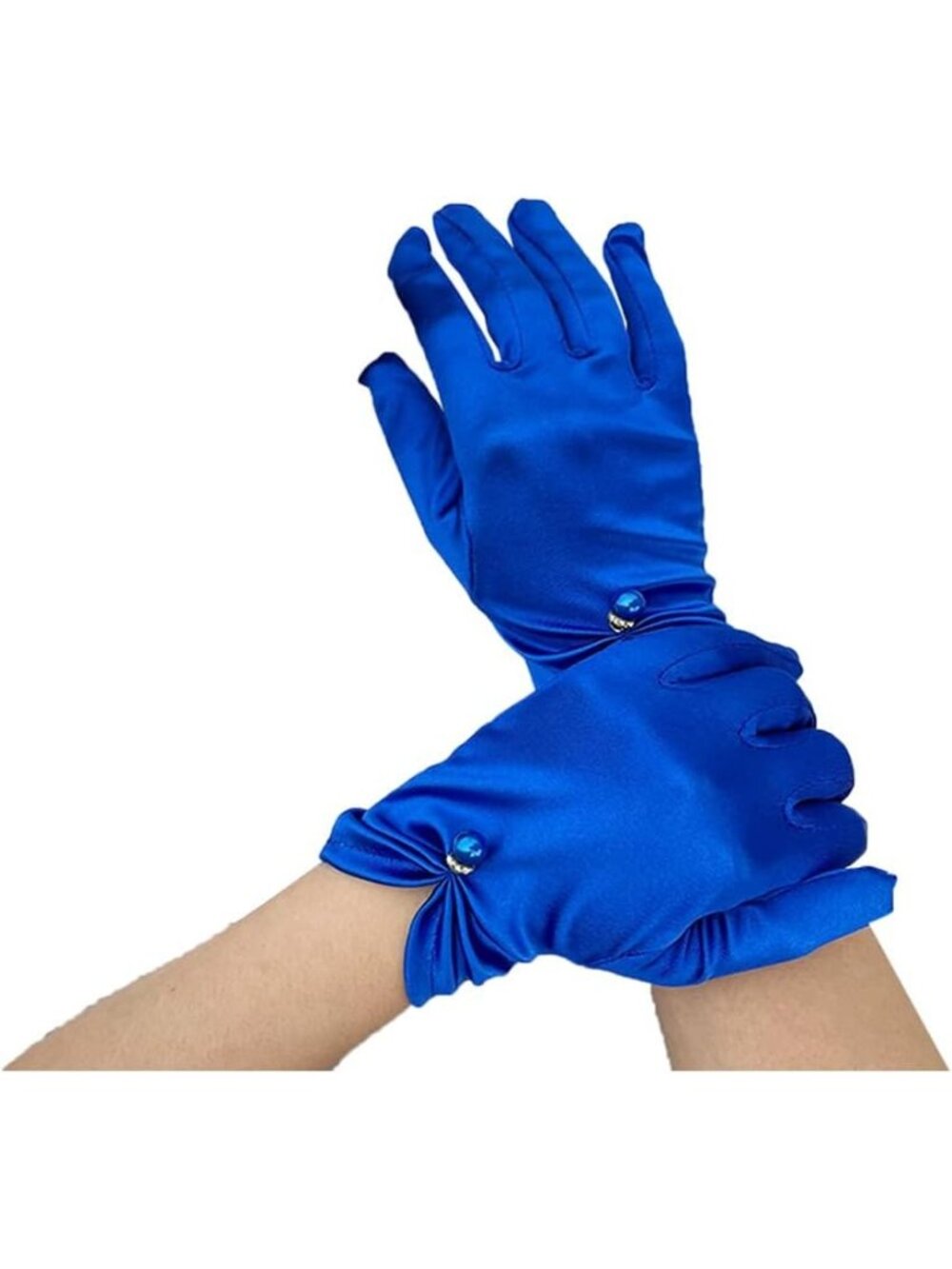 Women Royal Blue Pink Satin Tulle Opera Party 1920s Elbow Wrist Length Gloves